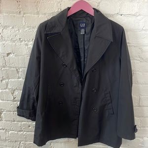 GAP Black Rain Coat Jacket Trench Coat Size Small